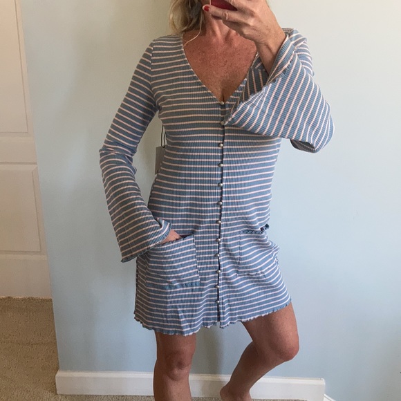 Blue & Pink Stripe Mini Dress - Picture 4 of 11